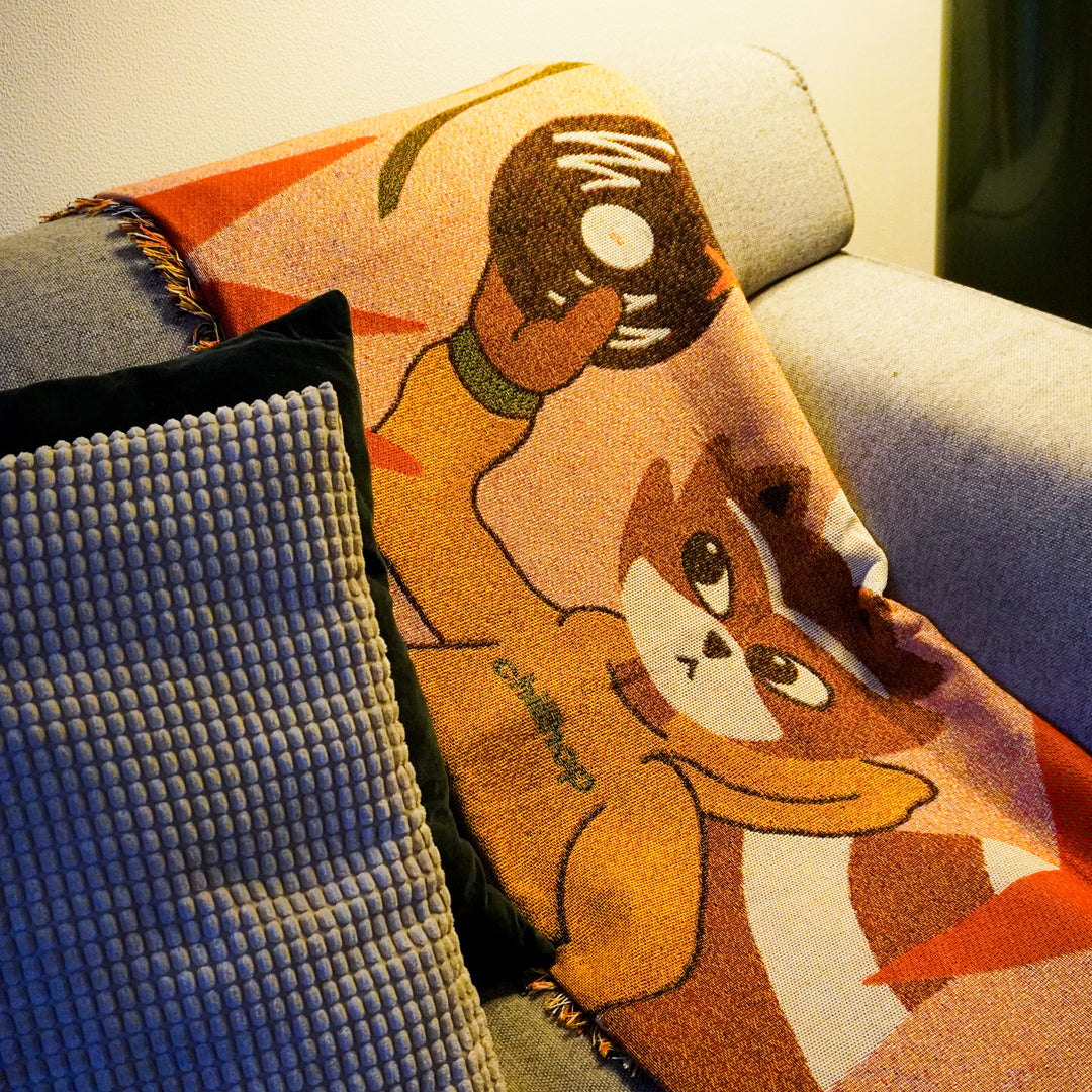 Raccoon Stroll Warm Throw Blanket (100% Cotton)